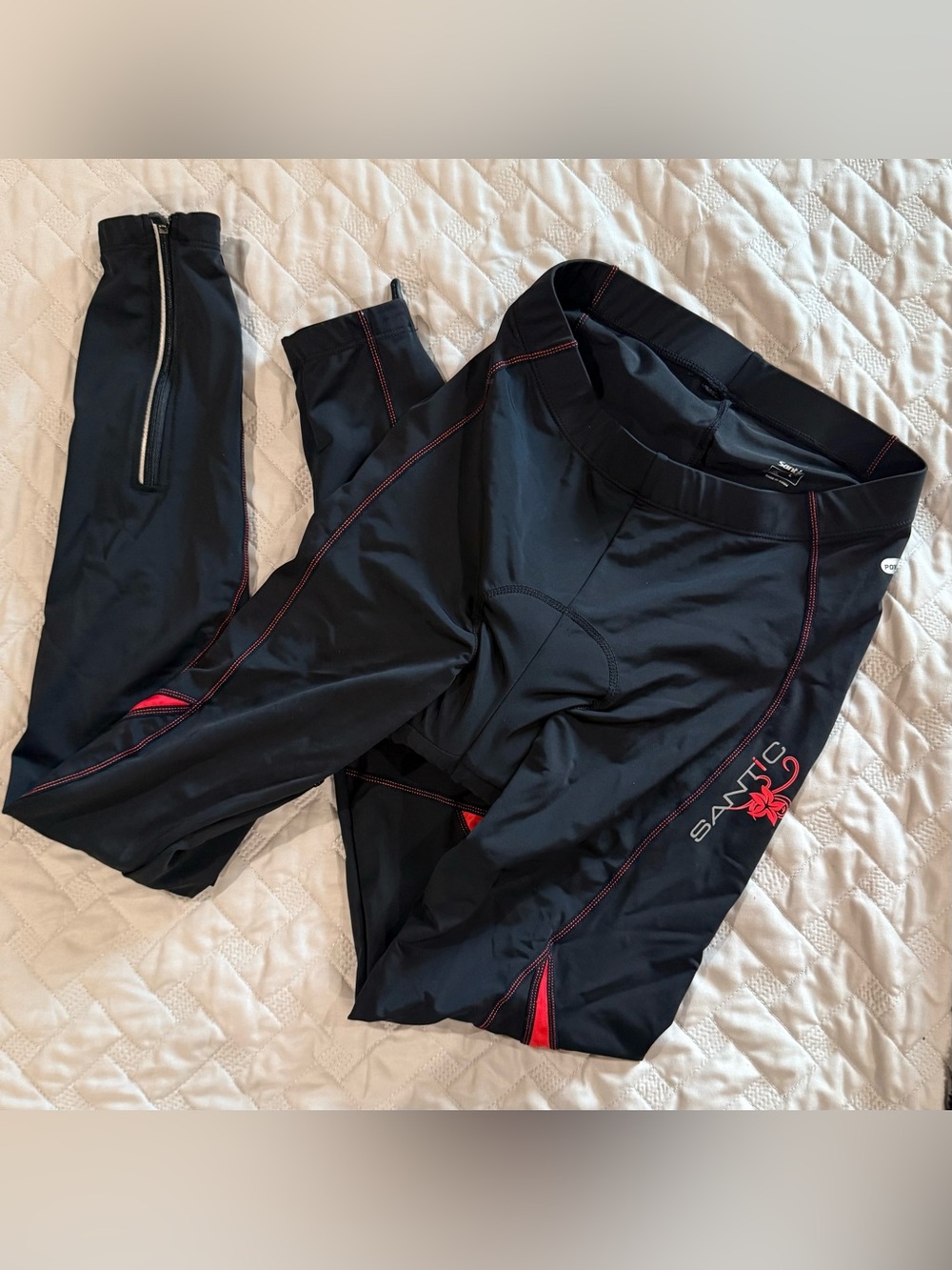 Cycling Padded Pants Women’s XLarge Santic Biker Black Leggings Spandex Stretch